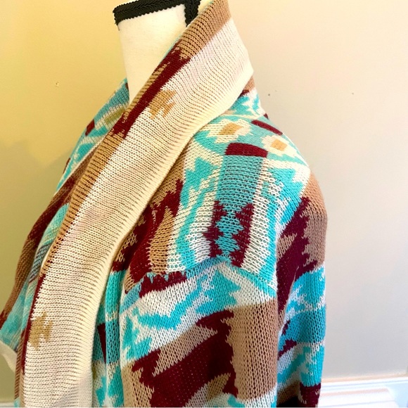 B Sharp Aztec Draped Cardigan Size Large - Picture 8 of 15